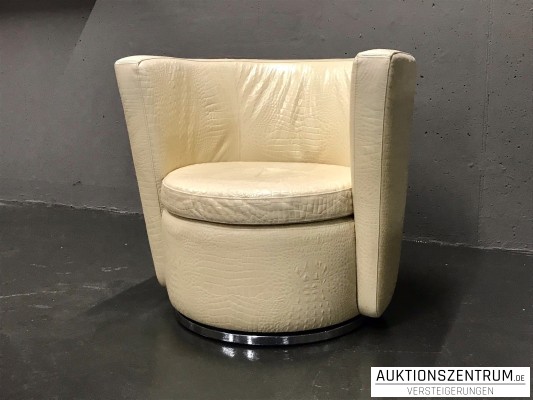 Exklusiver Fendi Concorde Drehsessel, Leder champagner